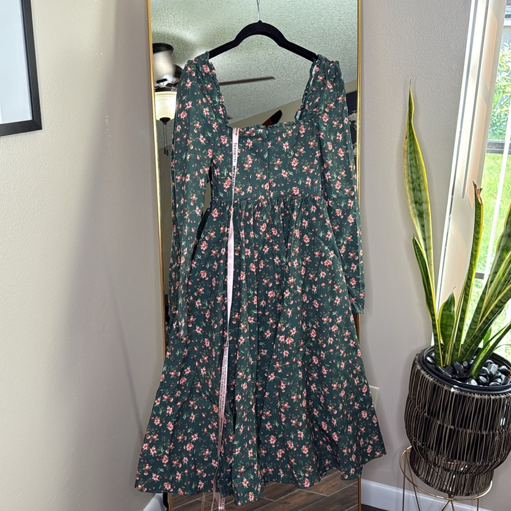 HOUSE OF CB 'Delia' Green Floral Print Midi Dress NWOT - Picture 6 of 6